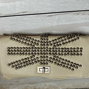 Depeche Mode New York Studded Vegan Leather Cream Clutch Union Jack Design Y2K